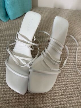 Tony Bianco White Lace-Up Strappy Heeled Sandals